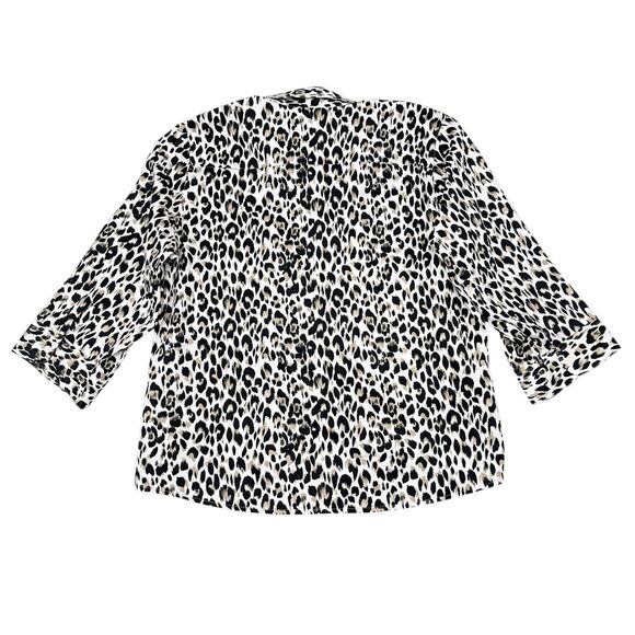 Foxcroft Top Womens Plus Size 20 Shaped Leopard Print Button Front Wrinkle Free - Picture 2 of 9